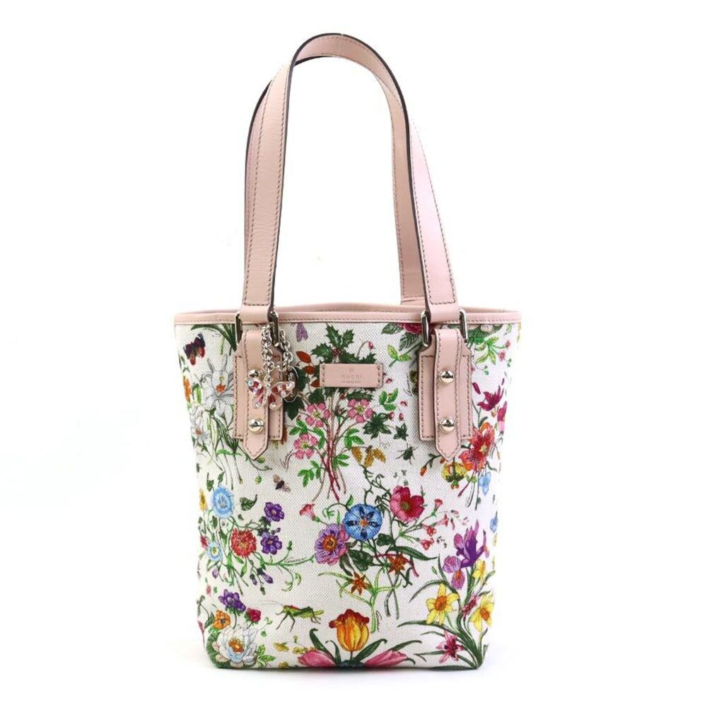 Gucci Flora handbag, canvas and leather, pink multicolor, women's, 240018 h32...